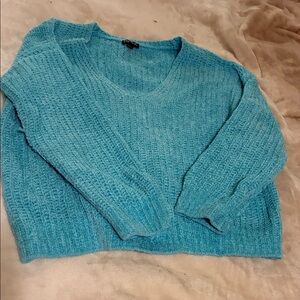 Express Textured Knit Turquoise Scoop Neck Sweater